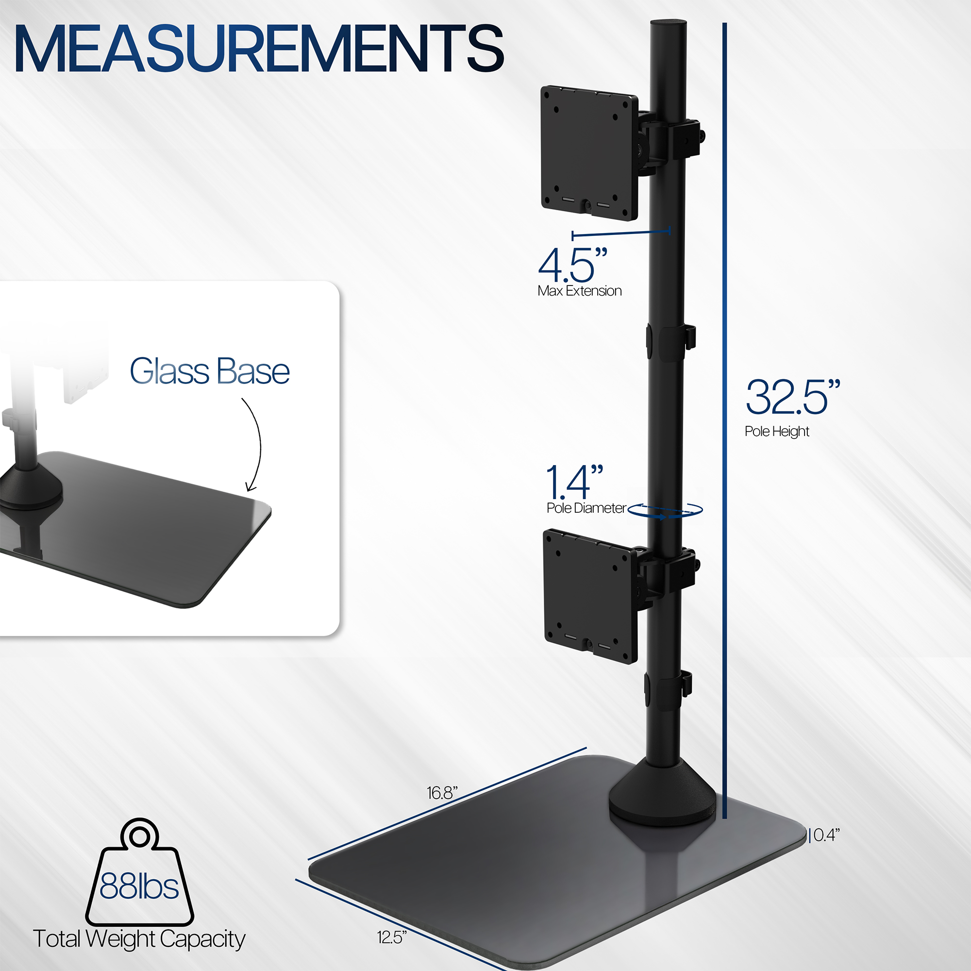 VIVO Dual Ultrawide Monitor Desk Stand with Glass Base, 2 Screens up to 49"