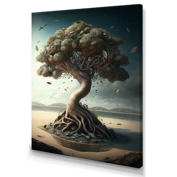Designart Bonsai Tree On Sand II Canvas Wall Art
