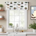 thumbnail image 3 of Boho Geometric Green Black Valances for Windows,Kitchen Valance Rod Pocket Short Curtain, Mid Century Patterns Valance Curtain Window Valances for Bedroom Bathroom Living Room 42x18in, 3 of 9