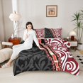 thumbnail image 4 of Manfei Geometric Swirl Lines 3 Pieces Queen Comforter Set for Female Men Women,Vintage Aesthetic Ultra Soft Bedding Sets,Abstract Stripes Bedding Comforter Set Breathable,Ultra Soft Home Decor, 4 of 8