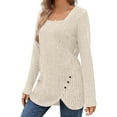 thumbnail image 2 of Fantaslook Square Neck Tops for Women Long Sleeve Dressy Blouses Button Side Tunic Shirts, 2 of 8