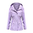 thumbnail image 2 of Odeerbi Winter Coats for Women 2025 Solid Rain Jacket Outdoor Jackets Waterproof Hooded Raincoat Windproof Purple, 2 of 9