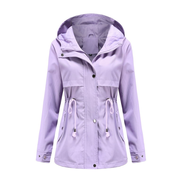 Cyber and Monday Deals Dianli Jacket Coats for Women Long Sleeve Casual  Loose Comfortable Solid Rain Jacket Outdoor Jackets Hooded Raincoat  Windproof Stylish Deals You Can't Miss 