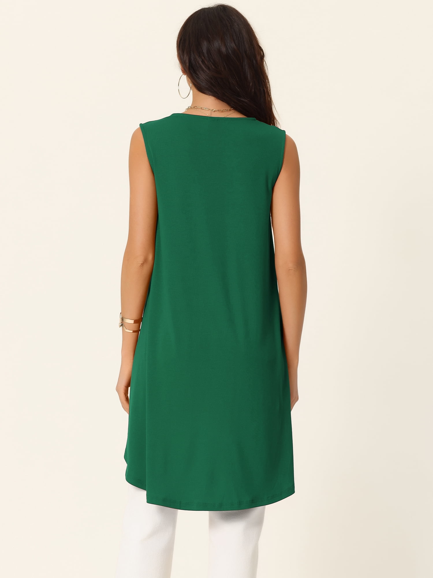 DARING DIVA High Low Asymmetrical Sleeveless Top L Dark Green