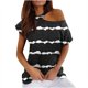 thumbnail image 1 of Mujeres Verano Cuello Redondo Manga Corta Estampado Sin Tirantes Camiseta Tops Blusas OAVQHLG3B Store  lin121212, 1 of 4