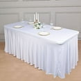 thumbnail image 3 of BalsaCircle 6 ft Fitted White Premium Spandex Rectangle Tablecloth Wavy Table Cover Party Events Decorations, 3 of 8