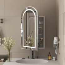 Arched Medicine Cabinet with Light,20x36 Inch Recessed Lighted Medicine Cabinet Mirror with Storage for Bathroom