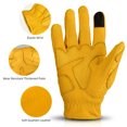 thumbnail image 3 of Tignapoo Touchscreen-Compatible Sheepskin Motorcycle Gloves, Breathable & Anti-Slip, Yellow XL, with Impact Protection & Adjustable Iron Buckle, 3 of 6