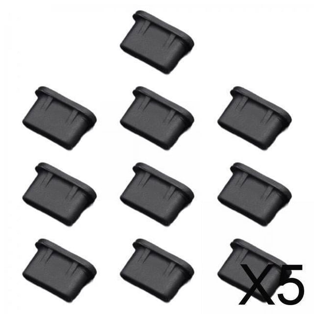 10 Tapones Antipolvo USB C Baoblaze Protectores de Puerto de Carga para Teléfono Color Negro