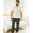 thumbnail image 4 of Active Club Men’s Flannel Pajama Pants – Soft Sleep & Lounge Pants with Pockets & Adjustable Drawstring – Plaid Lounge Bottoms (Black Blue Plaid, Medium), 4 of 6