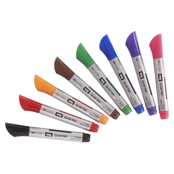 Quartet Premium Glass Board Dry-Erase Markers Bullet Tip Assorted Colors 8 Pack