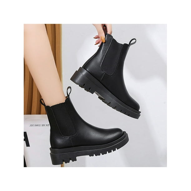 Lacyhop Ladies Dress Anti Slip Pull On Women Office Comfort Elastic Work Waterproof Ankle Boots Black 7.5 - Walmart.com