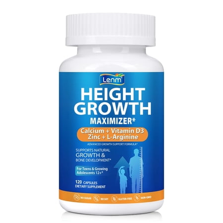 Teen Growth Support Capsules with Calcium, Vitamin D3, Zinc & L-Arginine - Teen Growth & Bone Nutrition Support, 120 Capsules