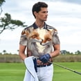 thumbnail image 3 of Honeii Romantic Flower Fox print Polo Shirt, a classic short-sleeved, button-down golf shirt designed for men3X-Large, 3 of 6