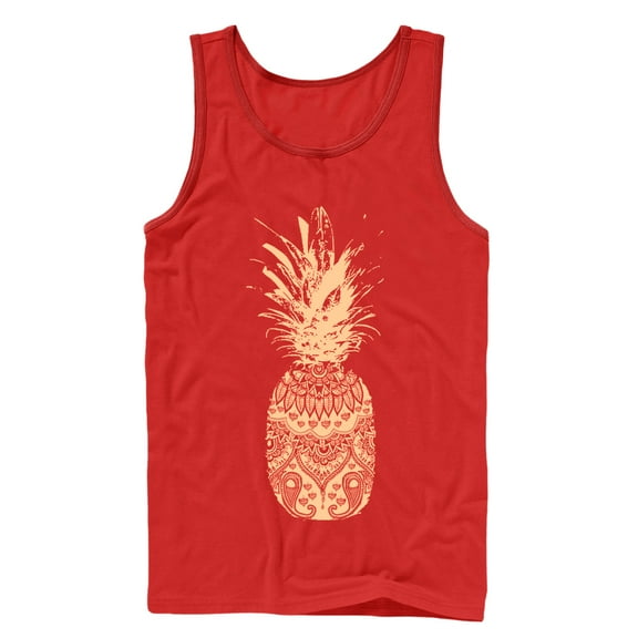Men's Lost Gods Henna Print Pineapple Tank Top Red X Large