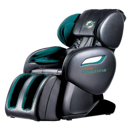 NFL Miami Dolphins Electric Full Body Shiatsu Massage Chair Foot Roller Zero Gravity w/Heat