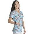 thumbnail image 4 of Tooniforms Scrubs Top For Women V-Neck Print TF776, 4 of 7