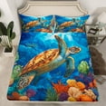 thumbnail image 3 of Feelyou Kawaii Sea Turtle Twin Sheet Sets for Teen, Marine Coral Twin Fitted Sheet, Ocean Animal Theme Flat Sheet, Lightweight Room Decor, 3-Piece, 3 of 8