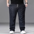 thumbnail image 5 of Men'S Jeans Regular Fit Denim Pants Wide Straight Leg Plus Size Baggy Jeans Elastic Waist Drawsting Casual Trousers, 5 of 8