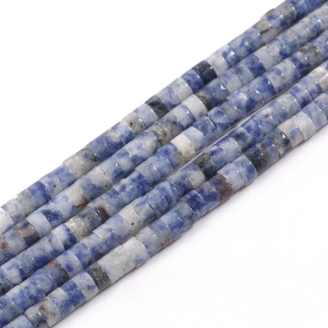 Granjero Gordo 1 pieza de cuentas sueltas de piedra natural de punto azul de 2 * 4 mm, cuentas redondas en forma de rueda, accesorio para pulsera y collar DIY