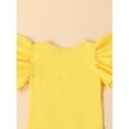 thumbnail image 5 of Canrulo Pure Cotton Newborn Infant Baby Girl Solid Ruffle Romper Bodysuit Jumpsuit Summer Clothes Yellow 12-18 Months, 5 of 8
