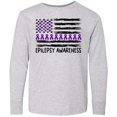 thumbnail image 3 of Inktastic Epilepsy Awareness Purple Ribbons and Flag Long Sleeve Youth T-Shirt, 3 of 5