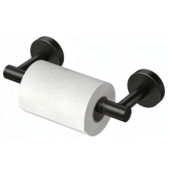 Toilet Paper Holder Wall Mount, Stainless Steel Rustproof Double Post Pivoting Tissue Roll Holder for Bathroom, Commercial Toilet Paper Dispenser, Matte Black