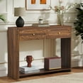 thumbnail image 5 of Wirrytor Walnut Console Table with 2 Drawers for Entryway, Modern Sofa Table for Living Room, Narrow Sofa Table with Open Storage Shelf, Hallway Table and Couch Table Behind Sofa, 5 of 26