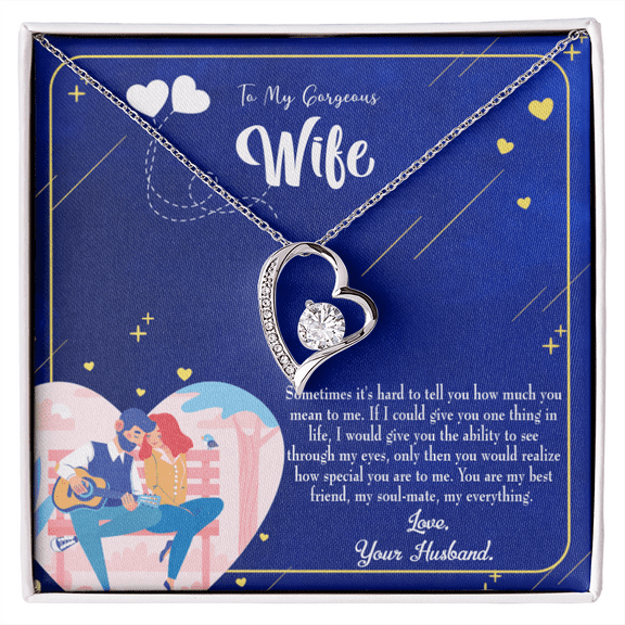 To My Wife My Soulmate My Everything Blue Forever Necklace w Message Card