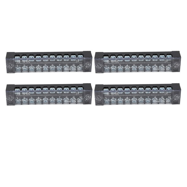 Dual Row Barrier Block, 15A 4 Pcs Easy Wiring Wire Connector Block For