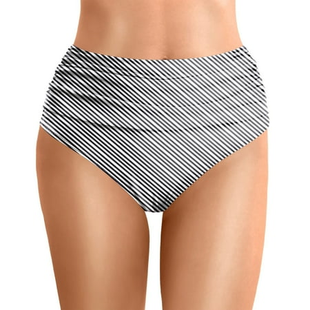 MNCEKFOD Swim Bottoms for Women Floral High Waist Ruched Belly Control Bikini Swim Shorts Comfortable And Stylish Bathing Suit Bottom Grey L