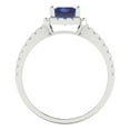 thumbnail image 4 of 1.86ct Emerald Cut Blue Tanzanite 18k White Gold Engraving Statement Bridal Wedding Halo Designer Ring Size 5, 4 of 5