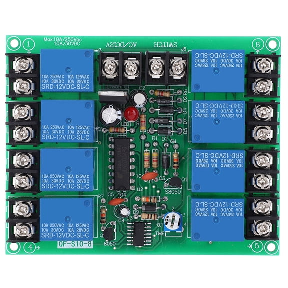 8 Channels Time Sequence Module, Stable Time Sequence Module 0.2-4S Adjustable For Avoid Excessive Starting Current For Stage KTV And Other Audio Equipment