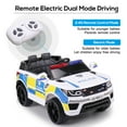 thumbnail image 4 of TOBBI-TOYS 12V Kid Ride on Police Car with Parental Remote Control, Battery Powered Electric Truck with Siren, Flashing Lights, Bluetooth, Music, Spring Suspension, for 3-8,White, 4 of 10
