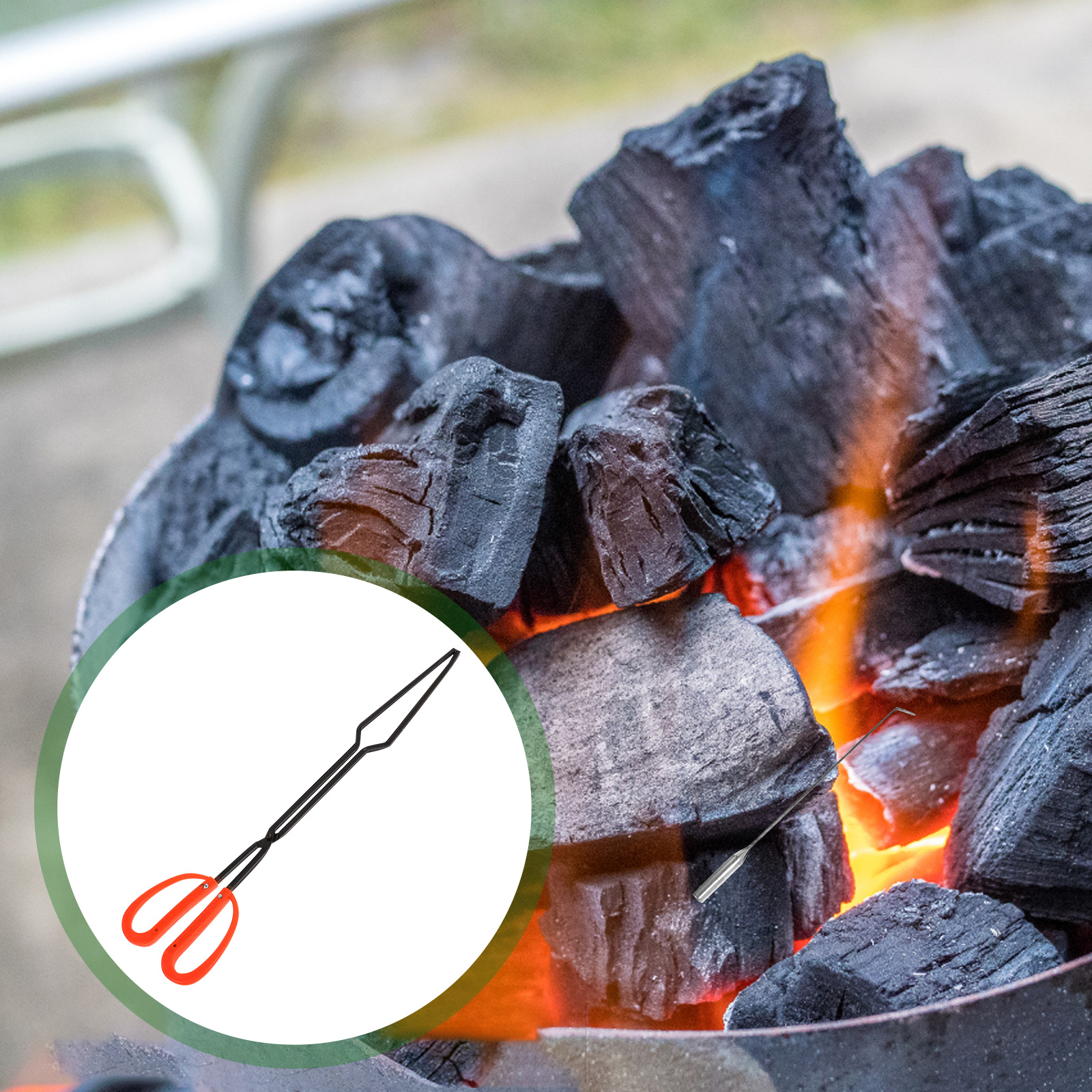 1 Set of Old Style Long Handheld Tong Fireplace Tong Briquettes Hook