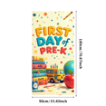 thumbnail image 1 of Colorful School Themed Backdrop Banner with Alarm Clock Books Apple Globe and School Bus for First Day of Pre K Celebrations Party Decorations Photography Props Classroom Decor Background, 1 of 3