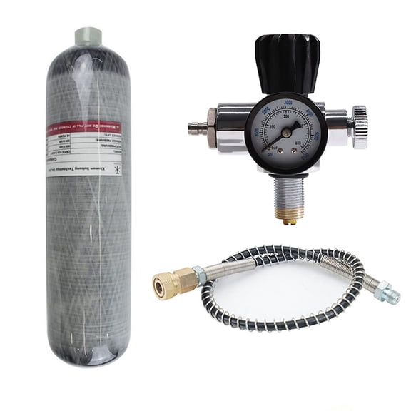 TUXING Universal 3L 4500psi Carbon Fiber Air Tank（Empty Bottle）& Paintball Fill Station with Valve Regulator Gauge for PCP Game