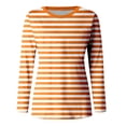 thumbnail image 5 of FINALGANG Womens Striped Long Sleeve TShirts Casual Loose Fit Crewneck Lightweight Tees For Spring Summer Daily Wear Orange XL, 5 of 5