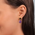 thumbnail image 4 of Gem Stone King 18K Yellow Gold Plated Silver Purple Amethyst and Black Onyx Teardrop Dangle Drop Earrings for Women (6.90 Cttw, Gemstone Birthstone, Pear Shape 12x8MM, Round 6MM), 4 of 4