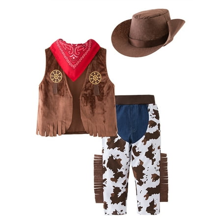 stylesilove.com Kid Boys Halloween Cowboy Costume 4pcs Set Cosplay Event Dress Up Parties Stage Performance Outfits (80/1-2 Years)