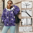 thumbnail image 6 of COEQINE Women's Full Zip Up Hoodie Fashion Sweatshirts Butterfly and Rose White Print Oversized Long Sleeve Jacket Fall Outfits Tops Y2K Casual Wear with Pockets, XS, 6 of 7