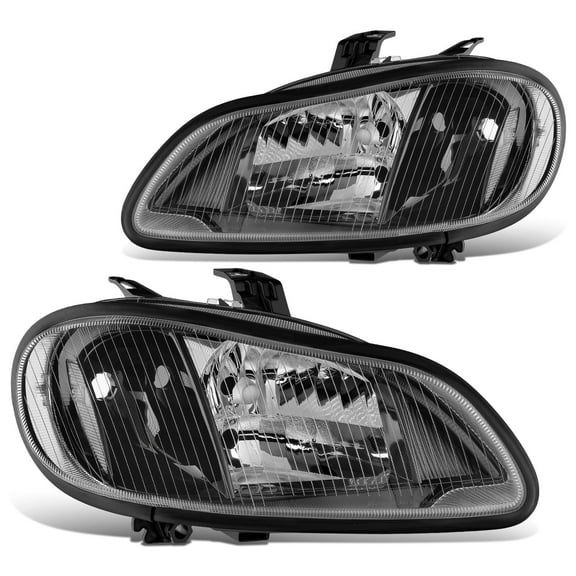 DNA Motoring  For 03-18 Freightliner M2 106 112 Pair Left Right All Black Complete Headlight Replacement