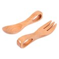 1 Set Wooden Tableware Mini Japanese Style Portable Spoon Fork Flatware