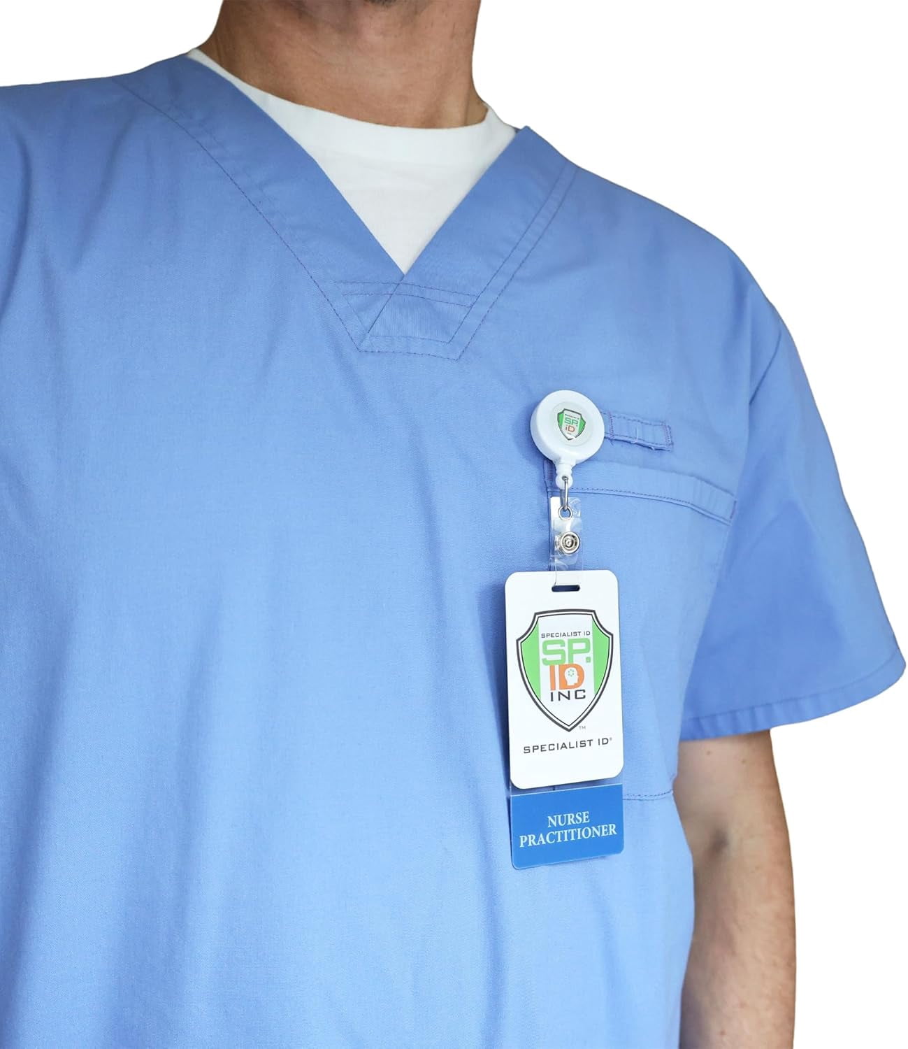 Clear Nurse Practitioner Badge Buddy Vertical - Hospital & Nurse ID Backers - Transparent Title/Role Identifier - Wear Behind Medical Name Badge on I’D Reel or Lanyard (Blue)