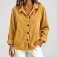 thumbnail image 2 of TtopsQueen Women’s Corduroy Button Down Shacket, Lapel Collar, Long Cuffed Sleeve, Dual Side Patch Pockets, Loose Drop‑Shoulder Oversized Shirt Jacket For Casual Street Going‑Out Yellow,S, 2 of 6