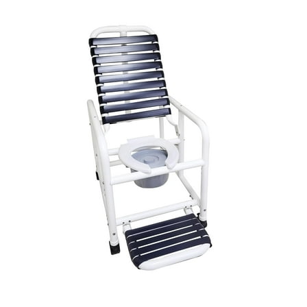 Deluxe New Era Patented Reclining Shower Chair 20" Internal Width, Open Front Hard Seat, Soft Touch Footrest and Commode Pail 335 lbs wt Cap.