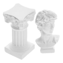 USHOBE Home Statue David Statue Resin White 2Set 5.3x1.3x1.3in
