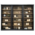 thumbnail image 2 of Traditional 8' Tall Wood Bookcase Wall With Ladder Aged Office Bookcases Black, 2 of 8