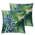 thumbnail image 2 of Acheng Tropical Leaves Pillow Covers Set of 2 Summer Blue Green Palm Leaf Decorative Throw Pillow Covers Hawaiian Banana Outdoor Cushion Covers for Dining Bedroom Home Couch Sofa Patio White, 2 of 6