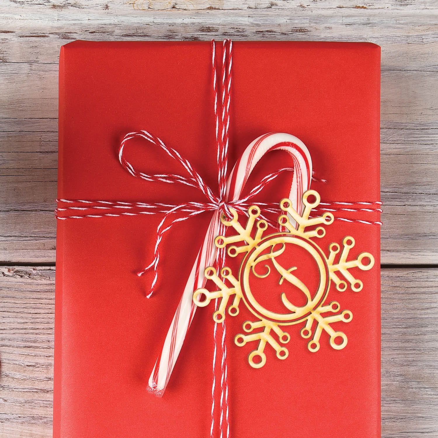 Snowflake Initial Personalized Wood Ornament